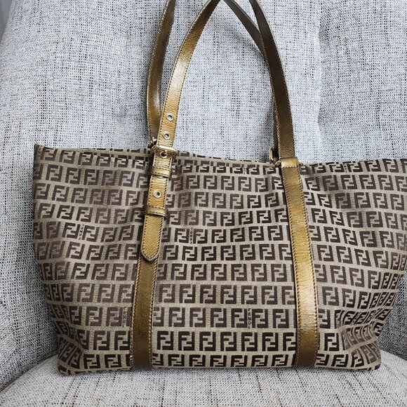 Authentic Fendi Zucchino Tote Charm Canvas Small - Picture 3 of 16